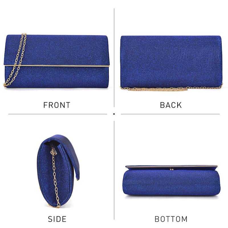 Dasein Women's Evening Bag Glitter Clutch Wedding Bridal Purse Sparkle Cocktail Party Prom Handbag (Blue) - Image 3